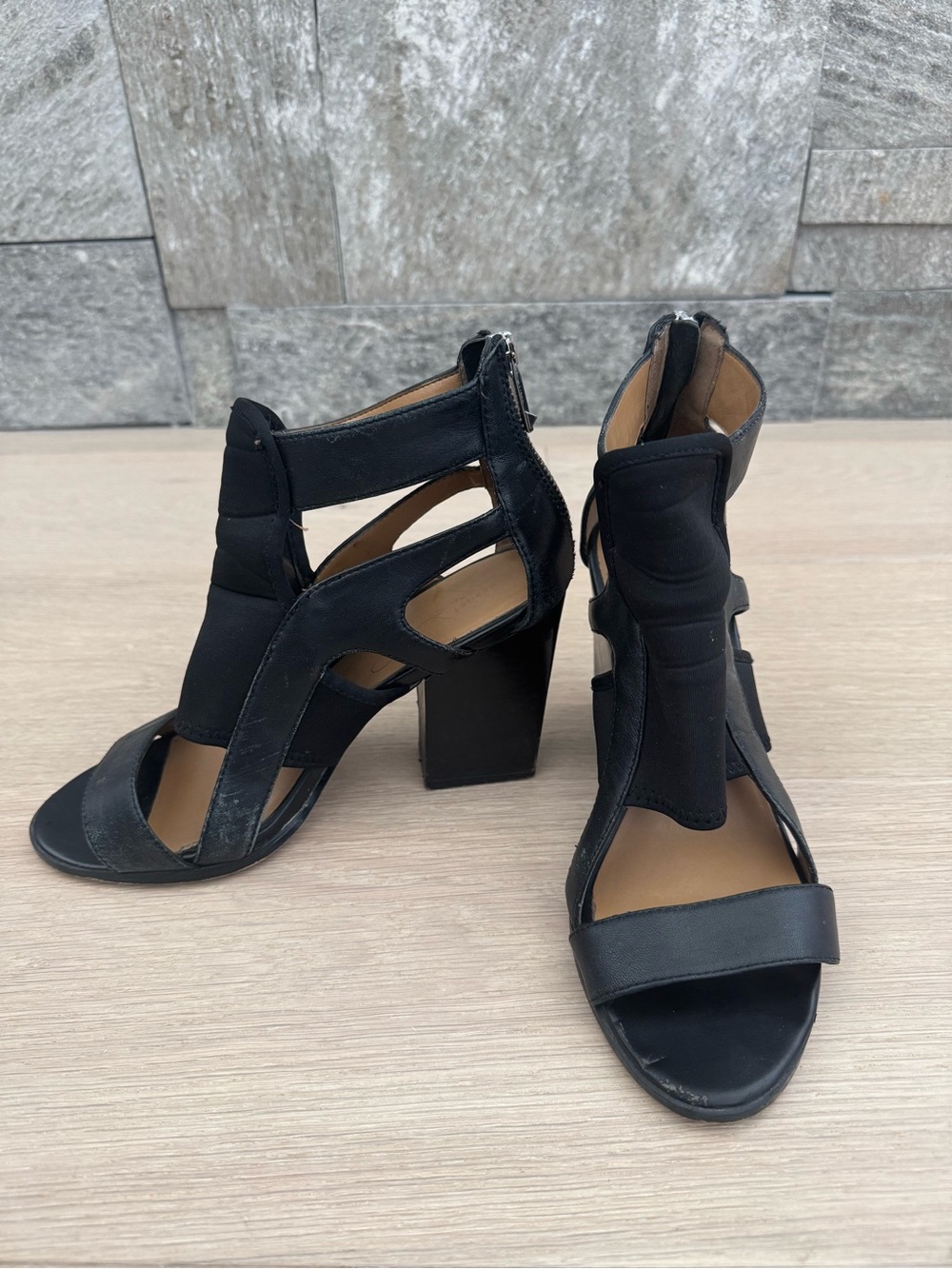 Black Open-Toe Gladiator Heels